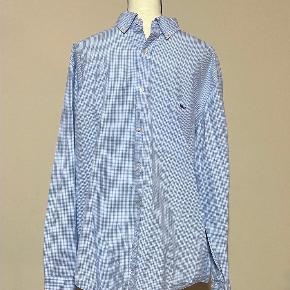 Vineyard Vines Men's Light Blue Plaid Shirt